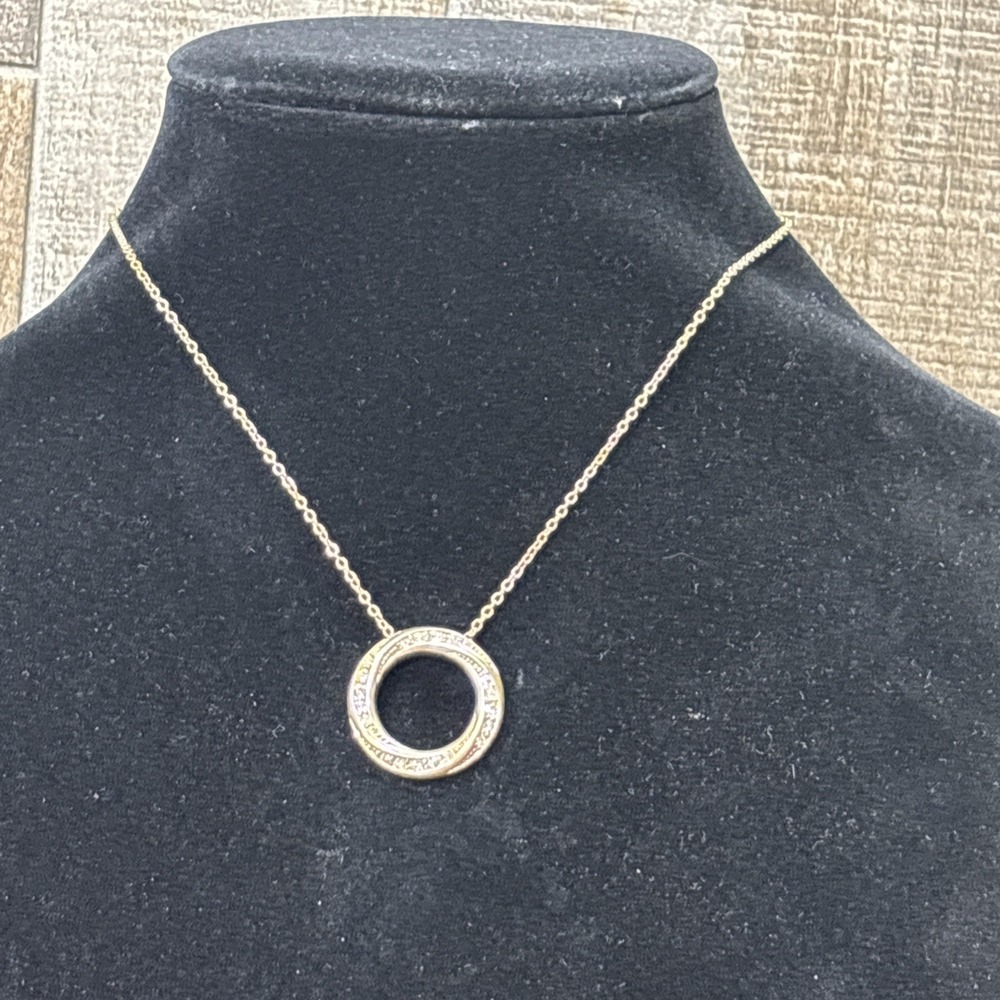 Vintage Monet Orbital Loop Rhinestone Pendant Necklace Gold Tone 1980s 90s
